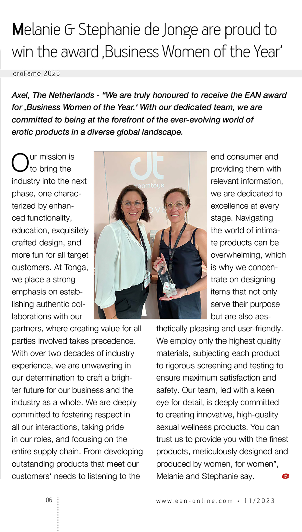 2023-11 EAN - Business Women of the Year Award